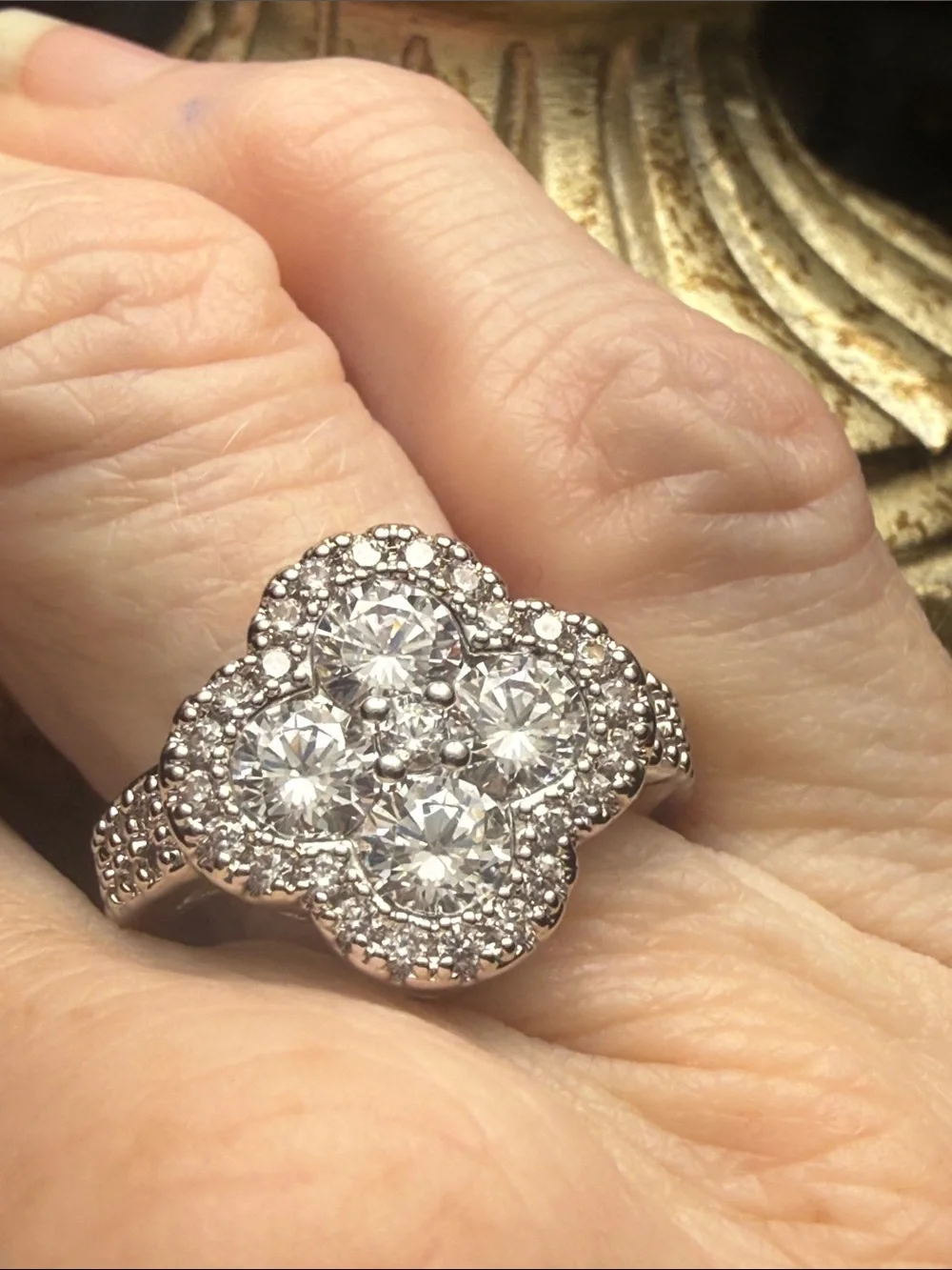 3CT Elegant GRA CERTIFIED MOISSANITE DIAMOND Cluster Flower Ring in Silver